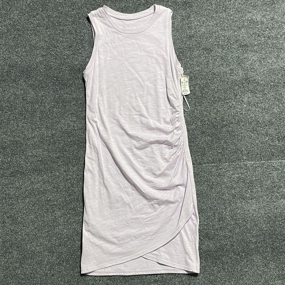 Nine West Dress Womens Medium Purple Sleeveless Ruched Modal Casual Summer New